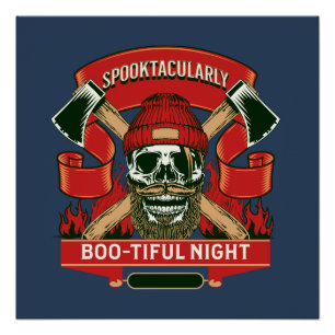 Póster Halloween con espantosos cráneos