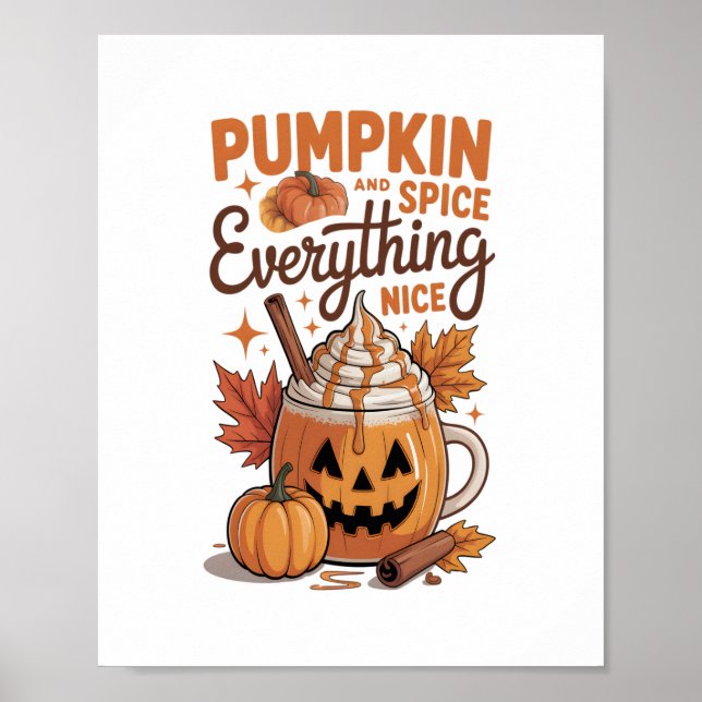 Póster Halloween con especias de calabaza (Frente)