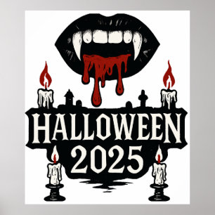 Póster Halloween con vampiros góticos