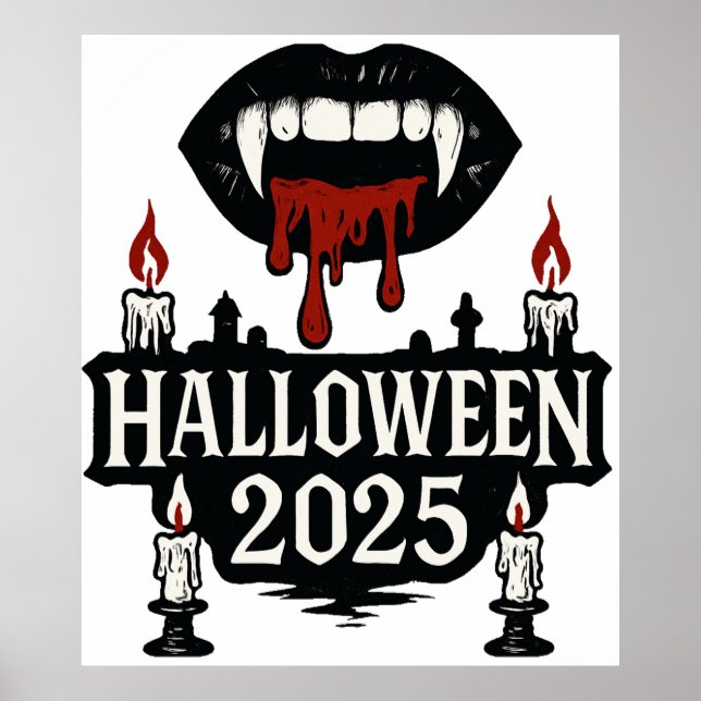 Póster Halloween con vampiros góticos (Frente)