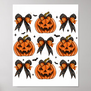 Póster Halloween Coquette Bow Pumpkin Spooky Mujeres Chic