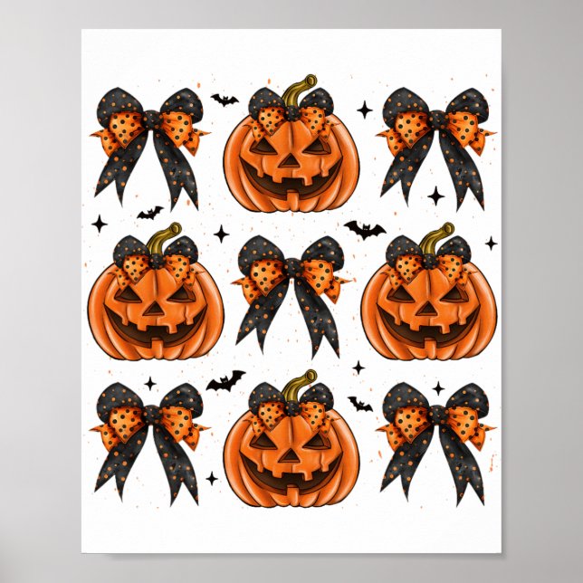 Póster Halloween Coquette Bow Pumpkin Spooky Mujeres Chic (Frente)