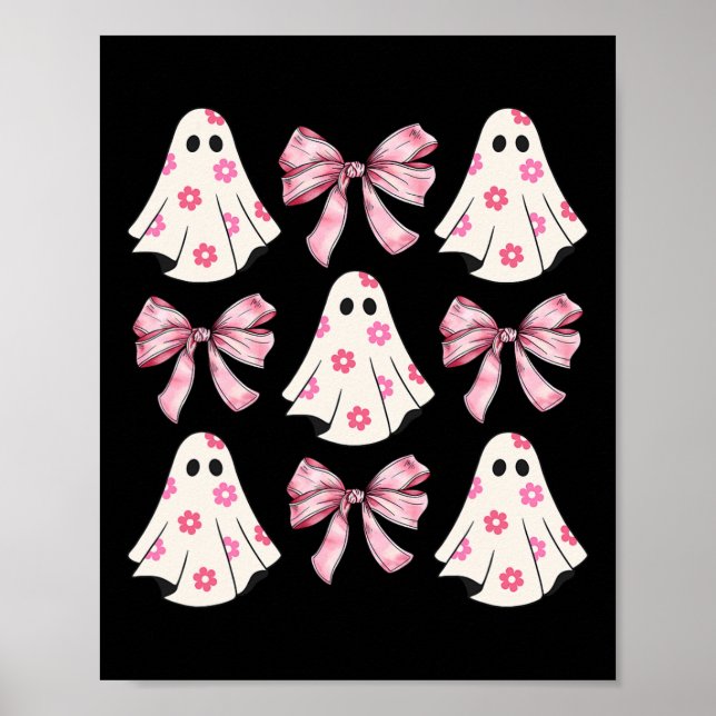 Póster Halloween Coquette Pink Bow Ghost (Frente)