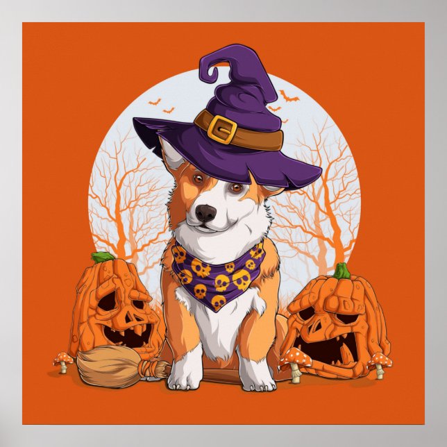 Póster Halloween Corgi (Frente)