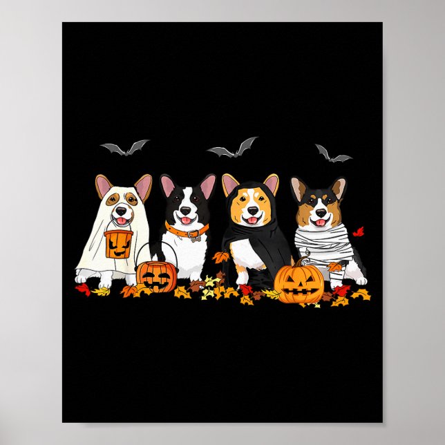 Póster Halloween Corgi Ghost Soky Corgi Lovers Dog Mama P (Frente)