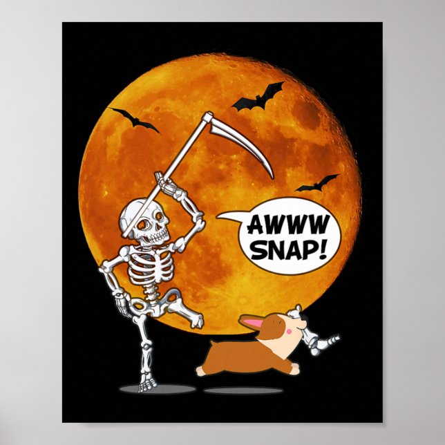 Póster Halloween Corgi Reaper Scythe (Frente)