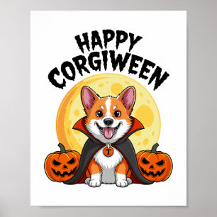 Póster Halloween Corgiween, Spooky Corgi Dog