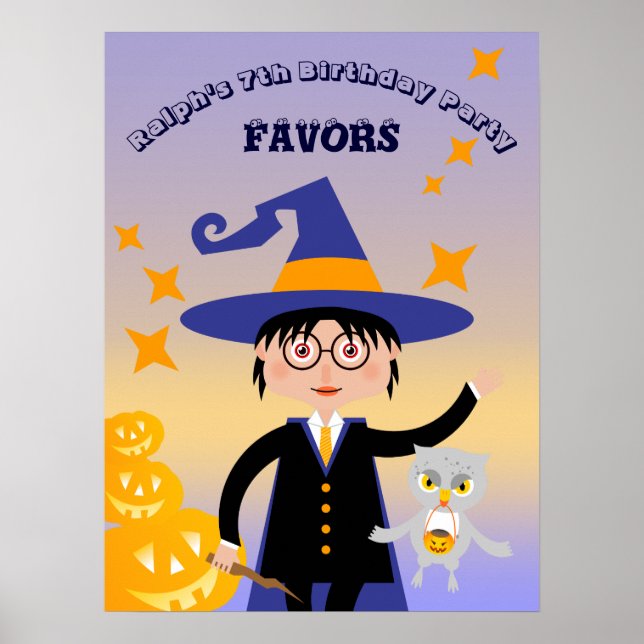 Póster Halloween Costume Boy Wizard Fiesta de cumpleaños (Frente)