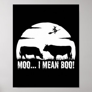 Póster Halloween Cow Divertida leyenda de la noche moo no