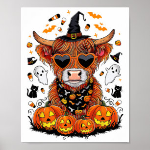 Póster Halloween Cow Farm Western Ghost Cow Witchki Pumpk