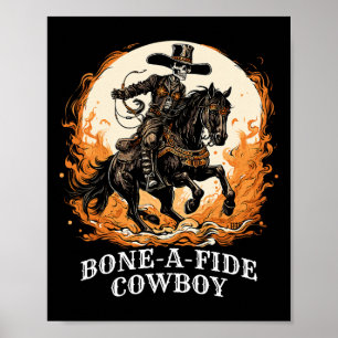 Póster Halloween Cowboy Spooky Skeleton Rodeo Horario