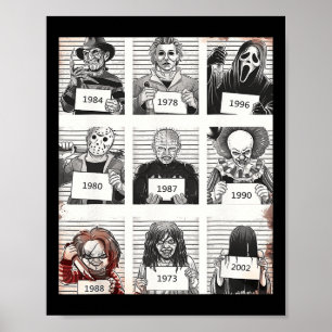 Póster Halloween Creepé Legends Asesino Mugshots Fa de ho
