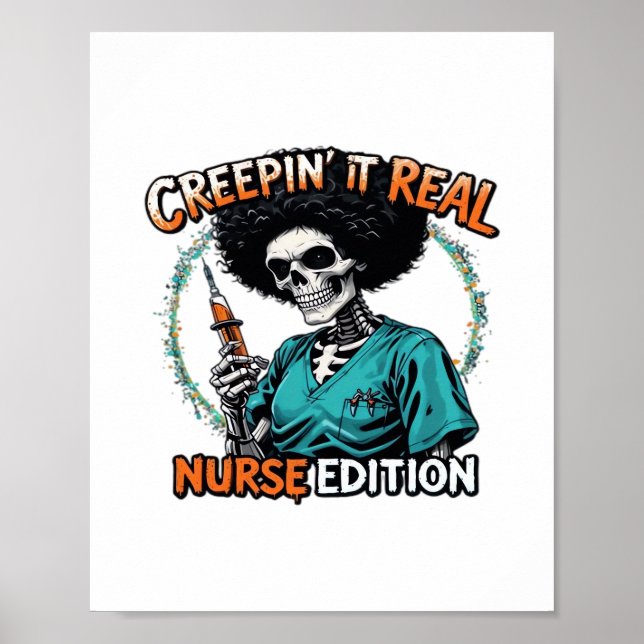 Póster ¡Halloween Creepin It Real! Edición de enfermería  (Frente)