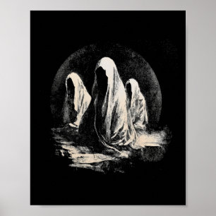 Póster Halloween Creepy Dark Cult Fantasma Magick Negro O