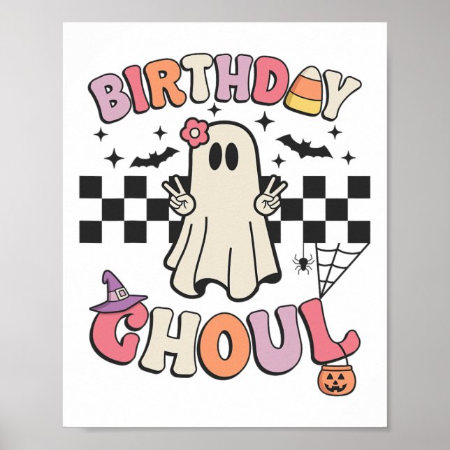 Póster Halloween Cumpleaños Ghoul Bday Fiesta Aniversario (Frente)