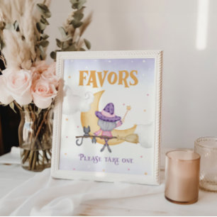 Póster Halloween Curte Witch Birthday Favor Rótulo