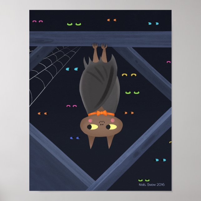 Póster Halloween Cute Bat Art Print (Frente)