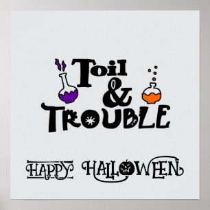 Póster Halloween Cute Divertido trabajo y problemas