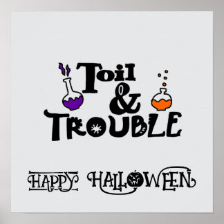 Póster Halloween Cute Divertido trabajo y problemas