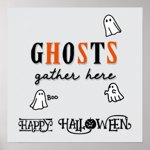 Póster Halloween Cute Funny Fantasmas Whimsicales