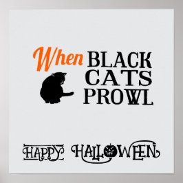Póster Halloween Cute Funny Whimsical Black Cat
