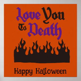 Póster Halloween Cute Funny Whimsical Black Flame