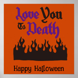 Póster Halloween Cute Funny Whimsical Black Flame