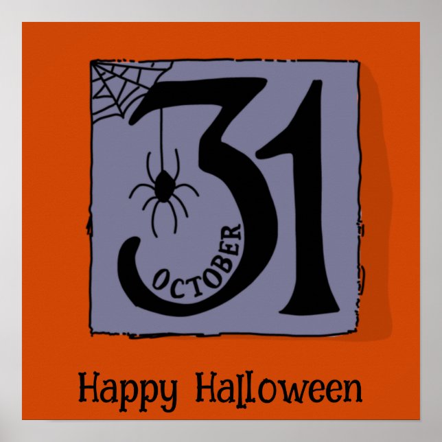 Póster Halloween Cute Funny Whimsical marco 31 de octubre (Frente)