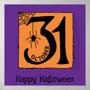 Póster Halloween Cute Funny Whimsical marco 31 de octubre