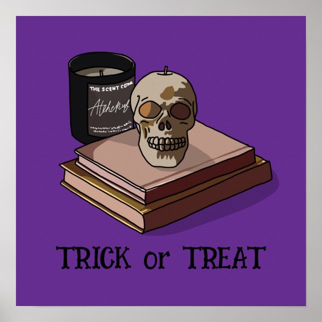 Póster Halloween Cute Funny Whimsical Skull (Frente)