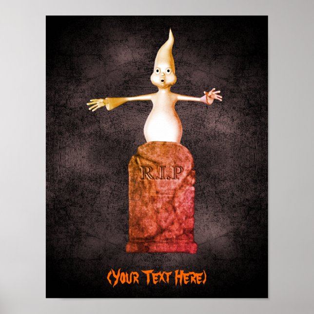 Póster Halloween Cute Ghost Tombstone personalizado (Frente)