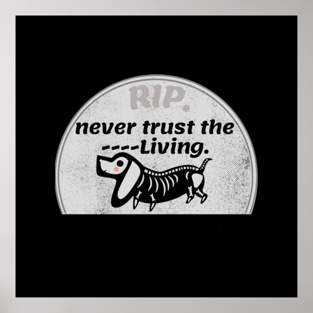 Póster Halloween Cute Graveyard Skeleton Dog Quote  (Frente)