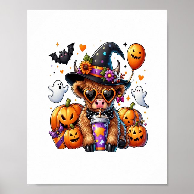 Póster Halloween Cute Highland Cow (Frente)