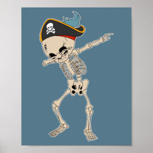Póster Halloween Dab Skeleton Pirate Dance