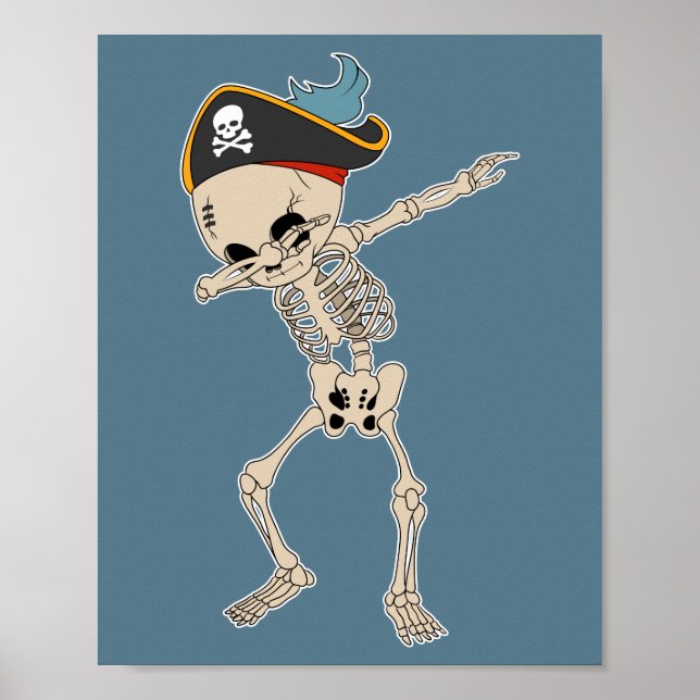 Póster Halloween Dab Skeleton Pirate Dance (Frente)