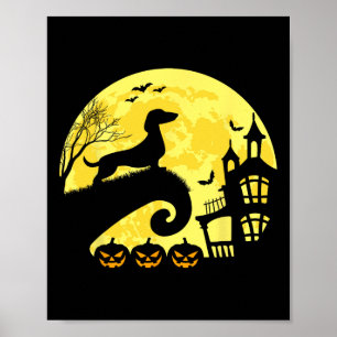 Póster Halloween Dachshund Weenie Wiener Moonshine Sausag