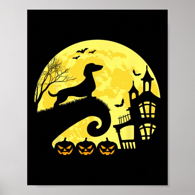 Póster Halloween Dachshund Weenie Wiener Moonshine Sausag (Frente)
