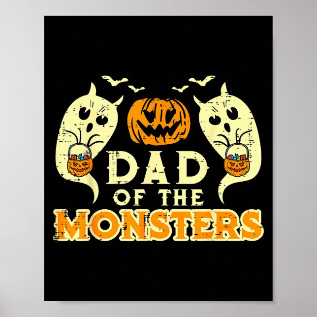 Póster Halloween Dad Of Monsters Funny Family Costume Pap (Frente)