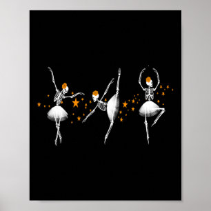Póster Halloween Dancing Skeleton Ballerina Ballet Mujere