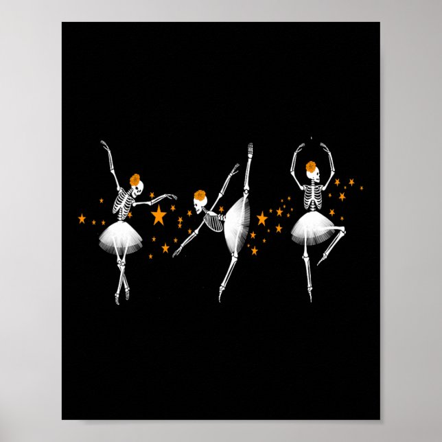 Póster Halloween Dancing Skeleton Llerina Llet Mujeres Ch (Frente)