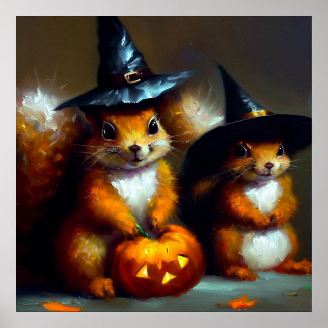 Póster Halloween de ardillas (Frente)