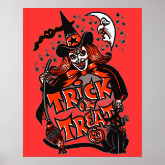 Póster Halloween de Brujas o Brujas Trick o Treat (cosech