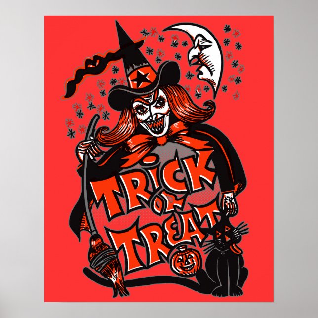 Póster Halloween de Brujas o Brujas Trick o Treat (cosech (Frente)
