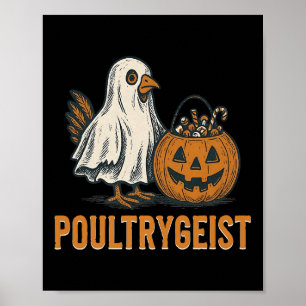 Póster Halloween de calabaza de pollo de pollo fantasma d