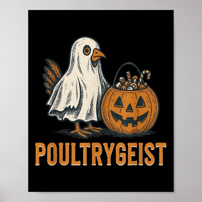 Póster Halloween de calabaza de pollo de pollo fantasma d (Frente)