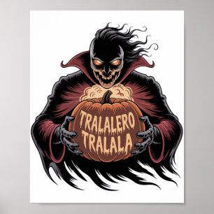 Póster Halloween de calabaza de vampiros de Tralero Trala
