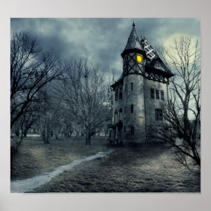 Póster ¡Halloween de fantasía! Casa embrujada en el cemen
