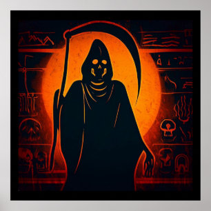 Póster Halloween de Grim Reaper egipcio 1