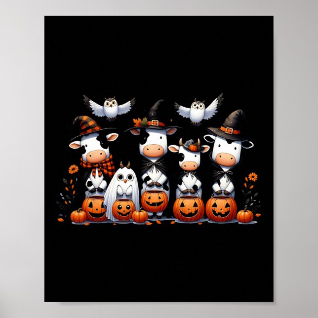 Póster Halloween de Halloween de lechuzas fantasma (Frente)