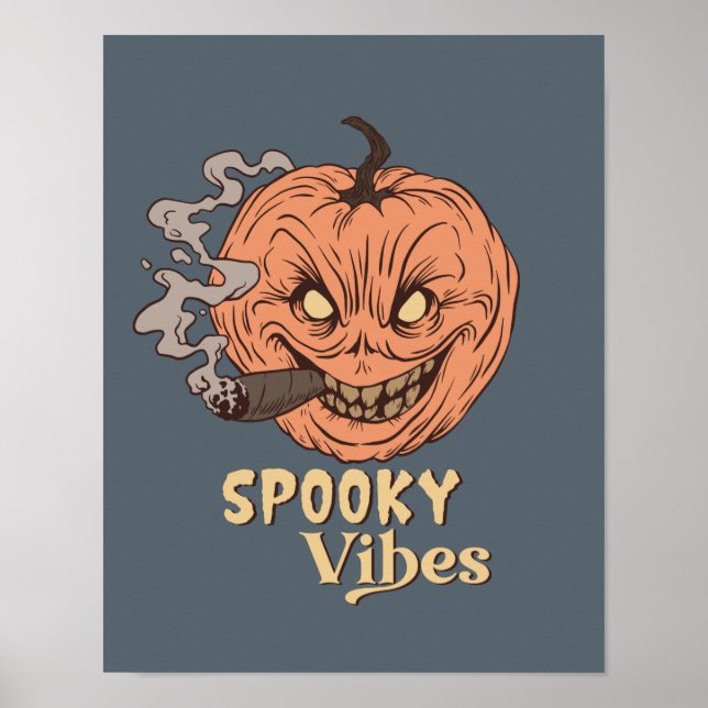 Póster Halloween de Jack O Lantern fumando vibrantes vibr (Frente)